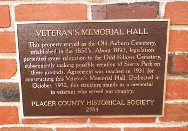 AUBURN VETERAN’S MEMORIAL HALL PLAQUE