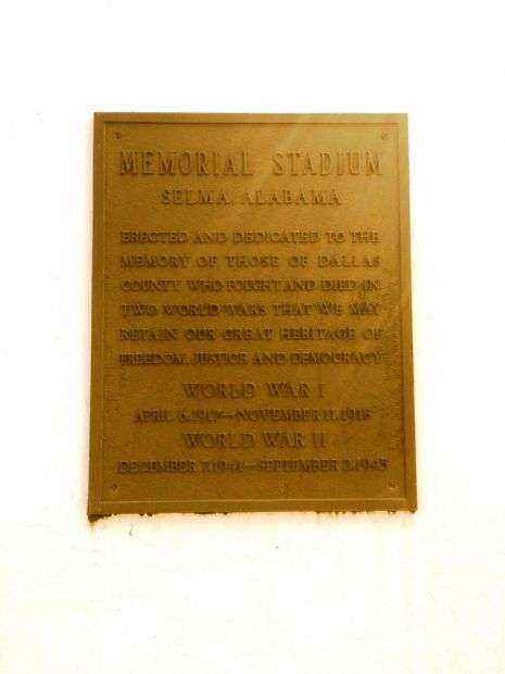 SELMA MEMORIAL STADIUM PLAQUE