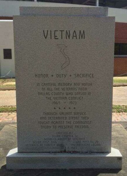 DALLAS COUNTY VIETNAM WAR MEMORIAL FRONT