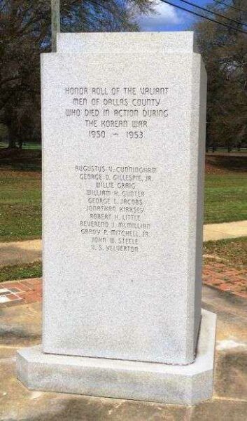 DALLAS COUNTY KOREAN WAR MEMORIAL BACK