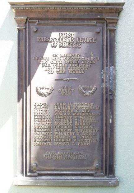 FIRST PRESBYTERIAN CHURCH OF SEATTLE GREAT WAR MEMORIAL