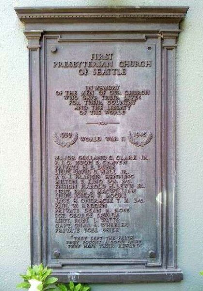 FIRST PRESBYTERIAN CHURCH OF SEATTLE WORLD WAR II MEMORIAL