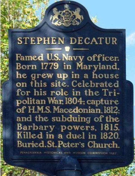 STEPHEN DECATUR WAR MEMORIAL MARKER