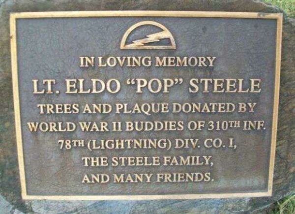 LT. ELDO “POP” STEELE WAR MEMORIAL TREES PLAQUE
