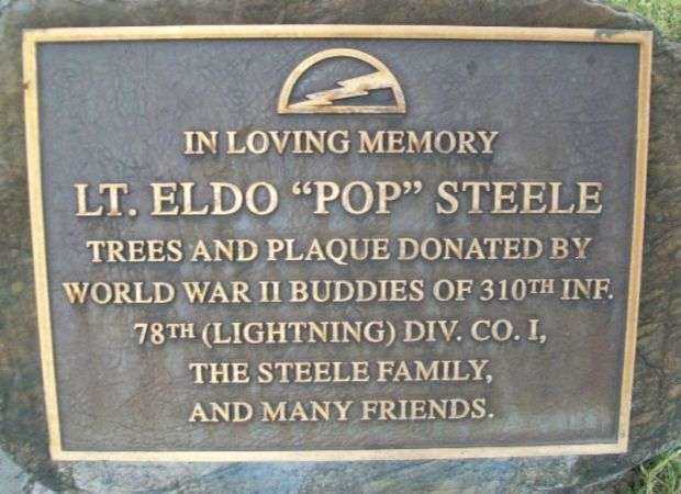 LT. ELDO “POP” STEELE WAR MEMORIAL TREES PLAQUE