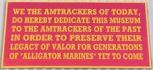 AMTRACKERS WAR MUSEUM MEMORIAL PLAQUE