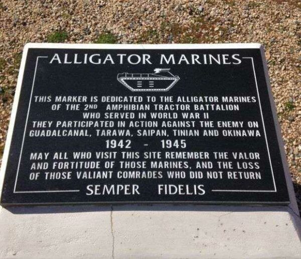 ALLIGATOR MARINES WAR MEMORIAL PLAQUE