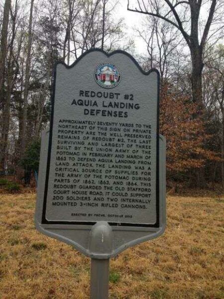 REDOUBT #2 AQUIA LANDING DEFENSES WAR MEMORIAL MARKER