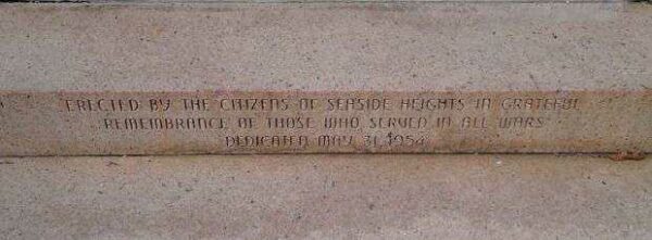 SEASIDE HEIGHTS WAR MEMORIAL DEDICATION STONE