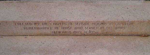 SEASIDE HEIGHTS WAR MEMORIAL DEDICATION STONE