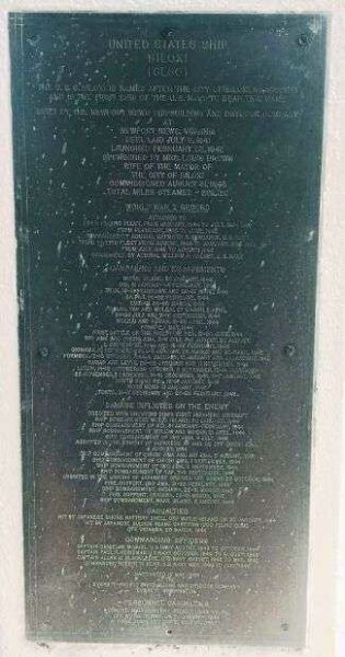 USS BILOXI WAR MEMORIAL PLAQUE