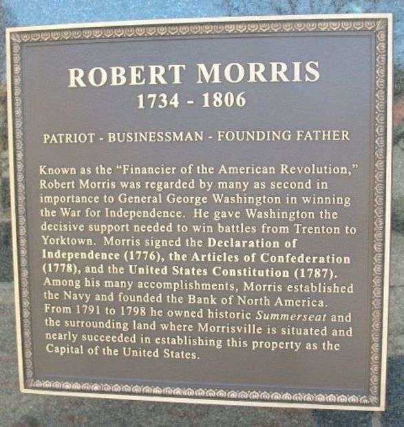 ROBERT MORRIS REVOLUTIONARY WAR MEMORIAL PLAQUE