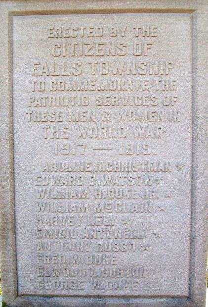 FALLS TOWNSHIP WORLD WAR MEMORIAL STONE