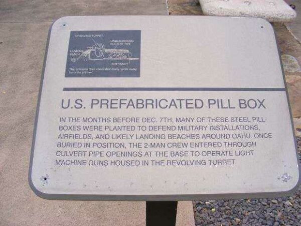 U.S. PREFABRICATED PILL BOX WAR MEMORIAL PLAQUE