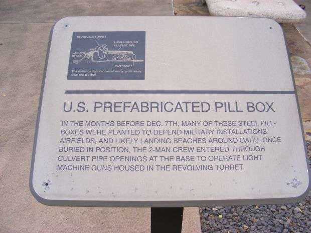 U.S. PREFABRICATED PILL BOX WAR MEMORIAL PLAQUE
