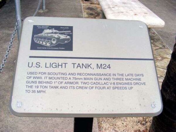 U.S. LIGHT TANK, M24 WAR MEMORIAL PLAQUE