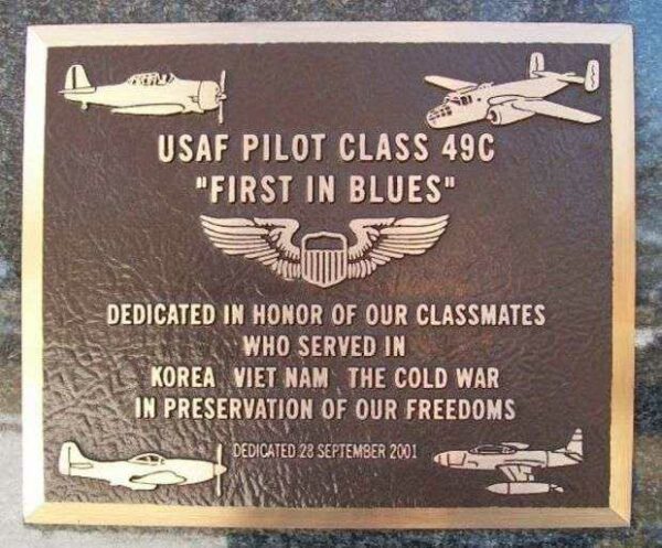 USAF PILOT CLASS 49C WAR MEMORIAL PLAQUE