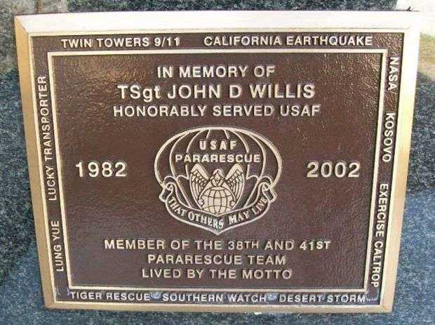 TSGT JOHN D WILLIS WAR MEMORIAL PLAQUE