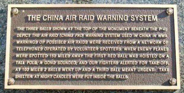 THE FLYING TIGERS WAR MEMORIAL PLAQUE B
