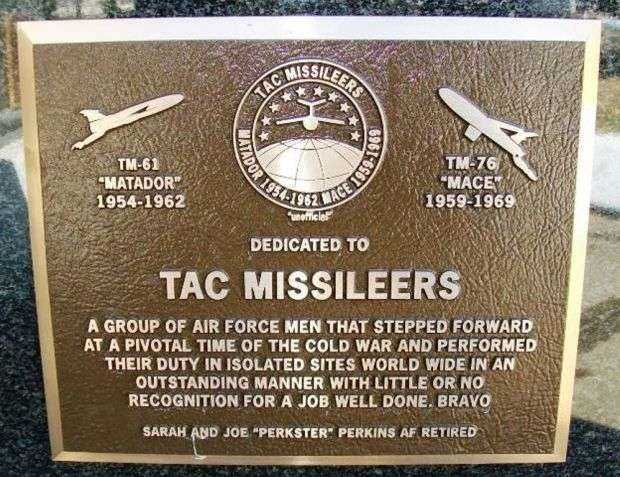 TAC MISSILEERS WAR MEMORIAL PLAQUE