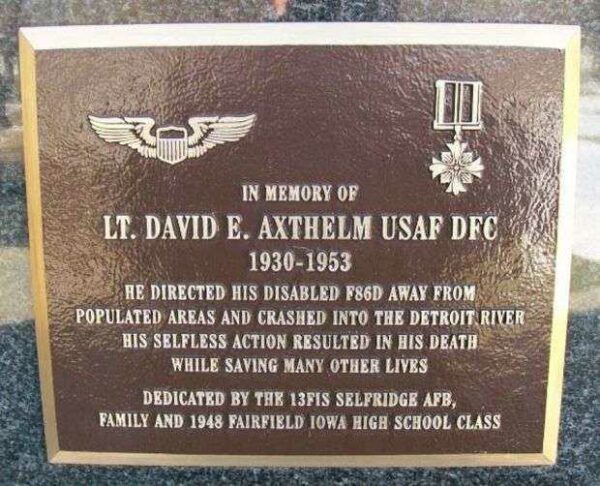 LT. DAVID E. AXTHELM MEMORIAL PLAQUE