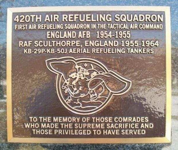 420TH AIR REFUELING SQUADRON WAR MEMORIAL PLAQUE