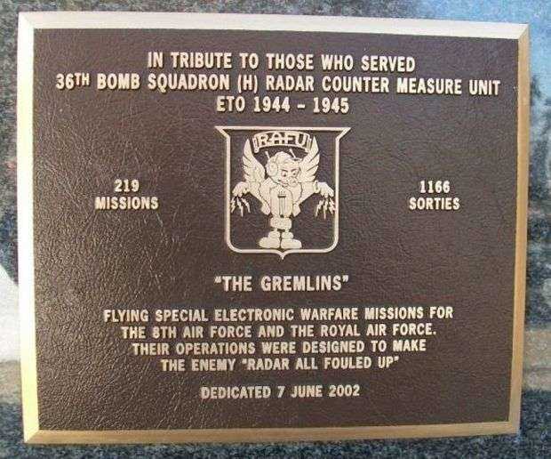 36TH BOMB SQUADRON (H) WAR MEMORIAL PLAQUE