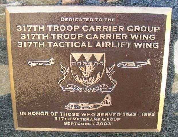 317TH TROOP CARRIER AND TACTICAL AIRLIFT WAR MEMORIAL PLAQUE