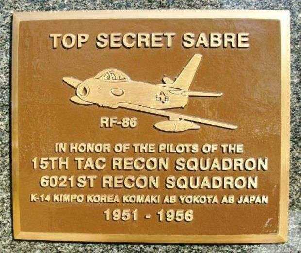 TOP SECRET SABRE WAR MEMORIAL PLAQUE
