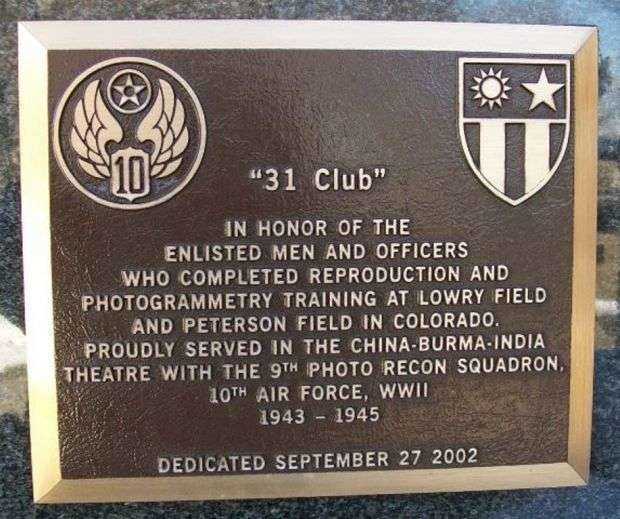 “31 CLUB” WAR MEMORIAL PLAQUE