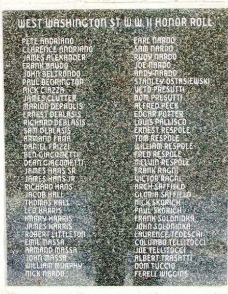 WEST WASHINGTON STREET WWII HONOR ROLL MEMORIAL STONE A