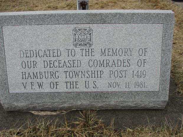 HAMBURG TOWNSHIP V.F.W. POST 1419 MEMORIAL PARK AND MUSEUM CANNON DEDICATION STONE