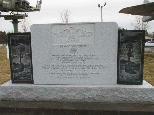 HAMBURG TOWNSHIP V.F.W. POST 1419 MEMORIAL PARK AND MUSEUM IN GOD WE TRUST MEMORIAL