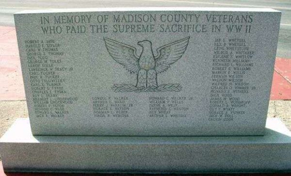 MADISON COUNTY VETERANS MEMORIAL STONE E