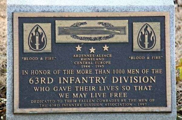 ARLINGTON CEMETERY 63RD INFANTRY DIVISION WAR MEMORIAL