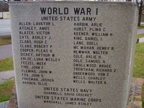 SEVIER COUNTY WAR VETERANS MEMORIAL STONE A