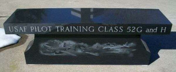 USAF PILOT TRAINING CLASS 52G AND H MEMORIAL BENCH BACK