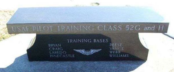 USAF PILOT TRAINING CLASS 52G AND H MEMORIAL BENCH FRONT