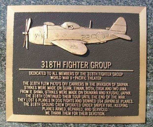 318TH FIGHTER GROUP WAR MEMORIAL PLAQUE