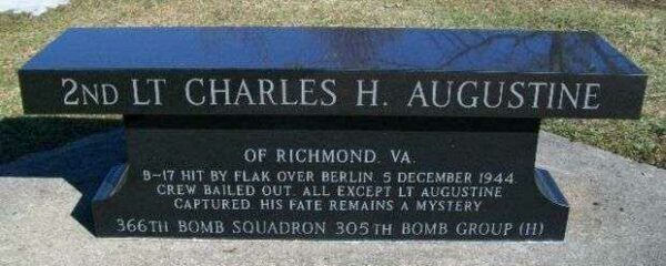 2ND LT CHARLES H. AUGUSTINE WAR MEMORIAL BENCH