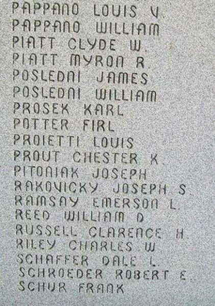 BELLAIRE WORLD WAR II MEMORIAL STONE F