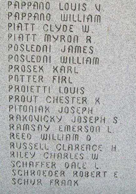 BELLAIRE WORLD WAR II MEMORIAL STONE F