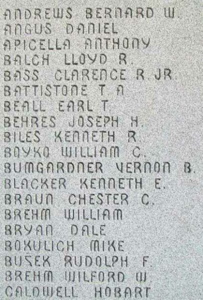 BELLAIRE WORLD WAR II MEMORIAL STONE A