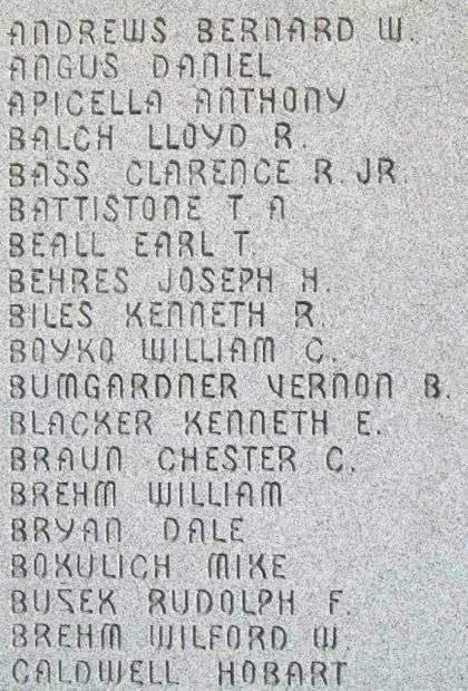 BELLAIRE WORLD WAR II MEMORIAL STONE A