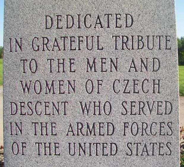 MEN AND WOMEN OF CZECH DESCENT WAR MEMORIAL DEDICATION STONE
