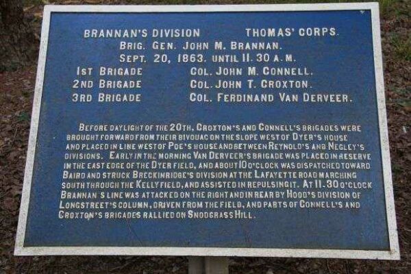 BRANNAN’S DIVISION THOMAS’ CORPS MEMORIAL PLAQUE