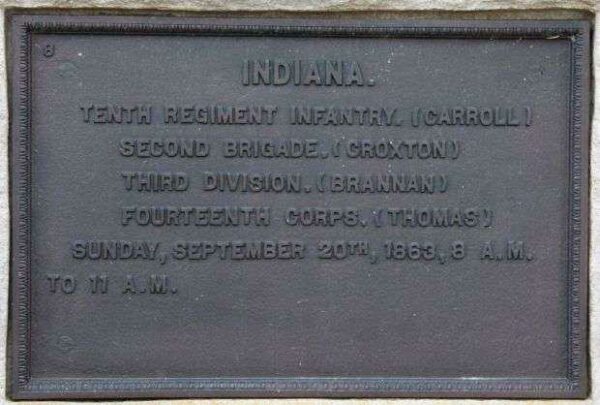 10TH INDIANA INFANTRY WAR MEMORIAL PLAQUE