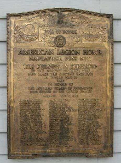 AMERICAN LEGION POST NO 17 WAR MEMORIAL BUILDING PLAQUE