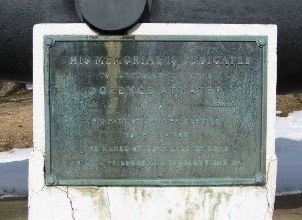 DORENCE ATWATER MEMORIAL CANNON PLAQUE