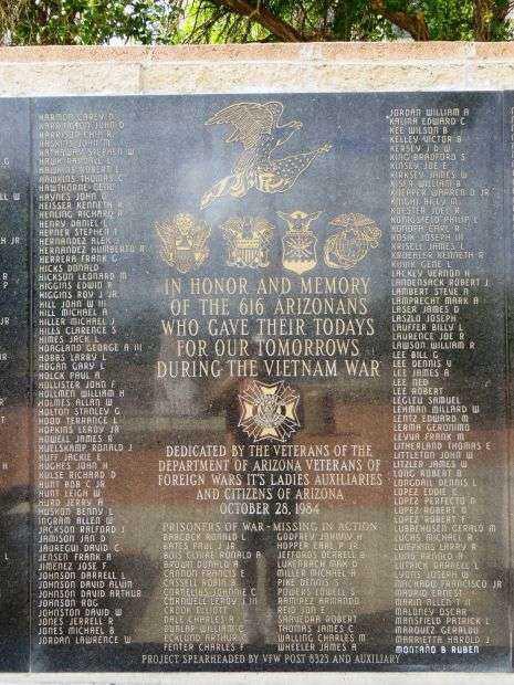 ARIZONA VIETNAM WAR MEMORIAL PLAQUE A
